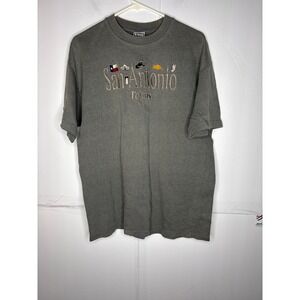 King Cotton San Antonio Texas Embroidered Waffle Knit T Shirt Mens XL